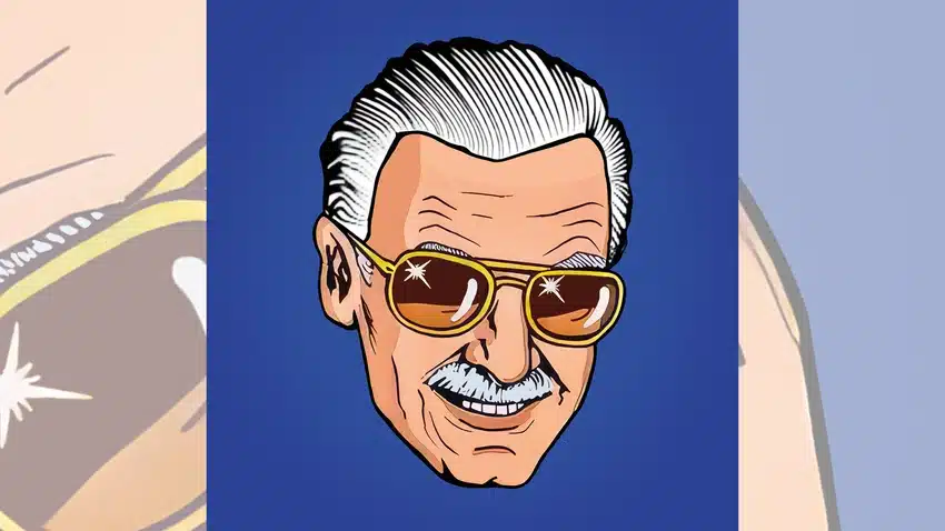 a cartoon version of stan lee's head